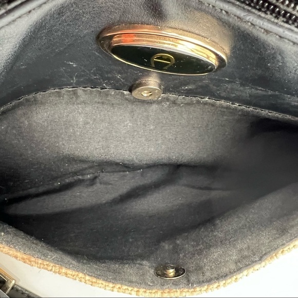 Etienne Aigner Black Tan Jute Adjustable Strap Shoulder Bag Purse - Picture 9 of 11